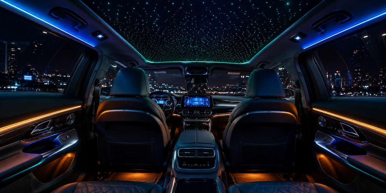 Interior de coche con kit de iluminación ambiental