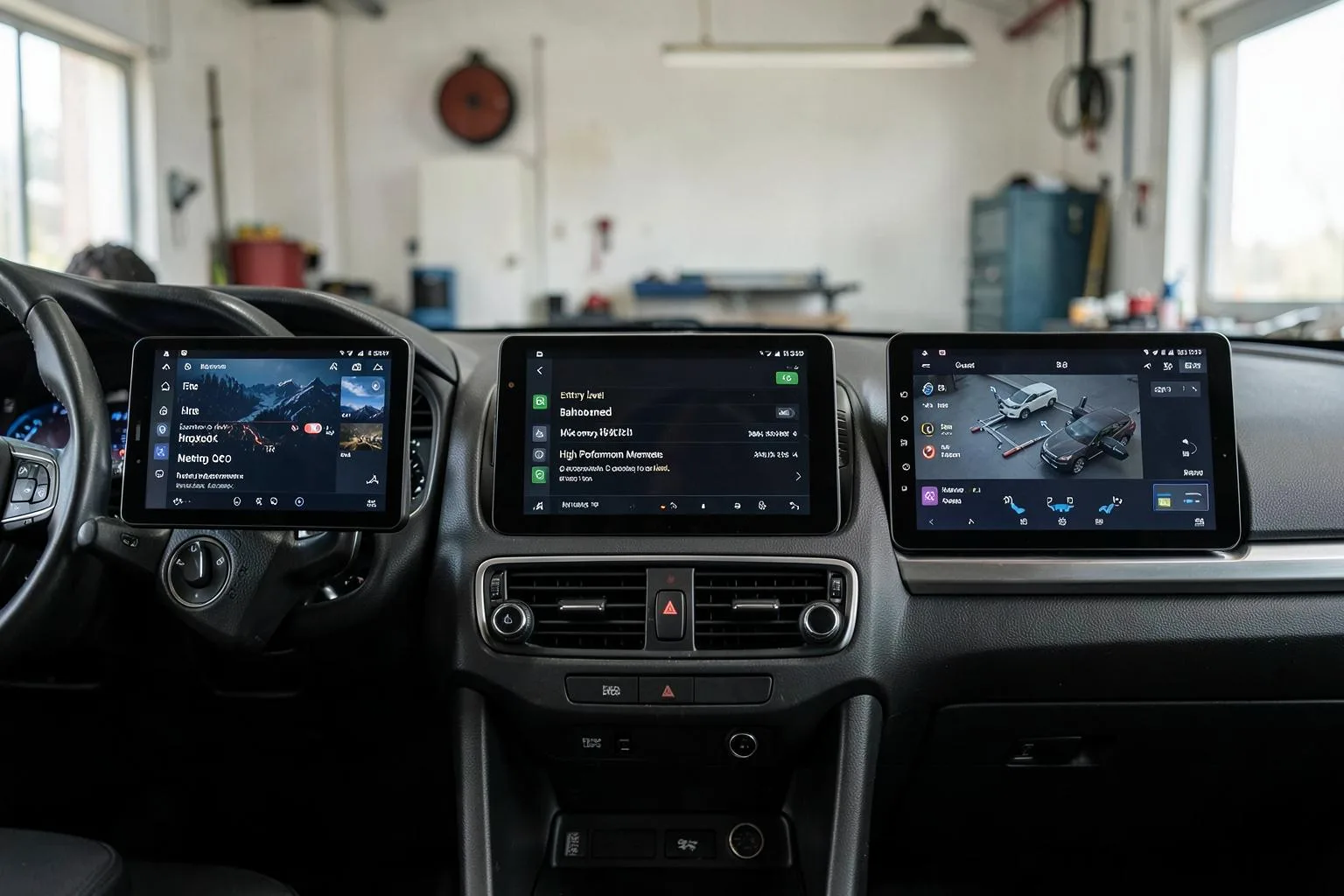 Tres pantallas Android de coche comparadas por capacidad de memoria RAM